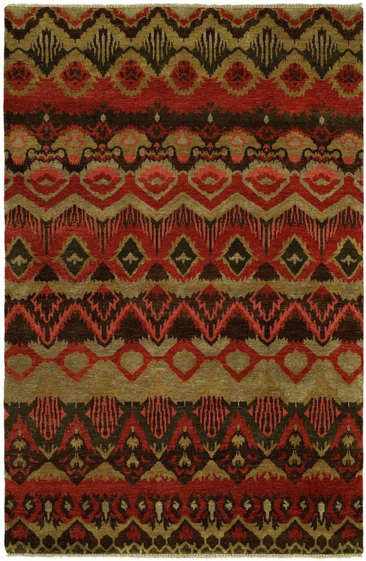 Hand Knotted Wool Ikat Rug KAN0540