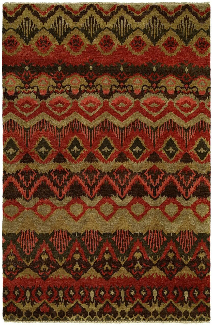 Hand Knotted Wool Ikat Rug KAN0540