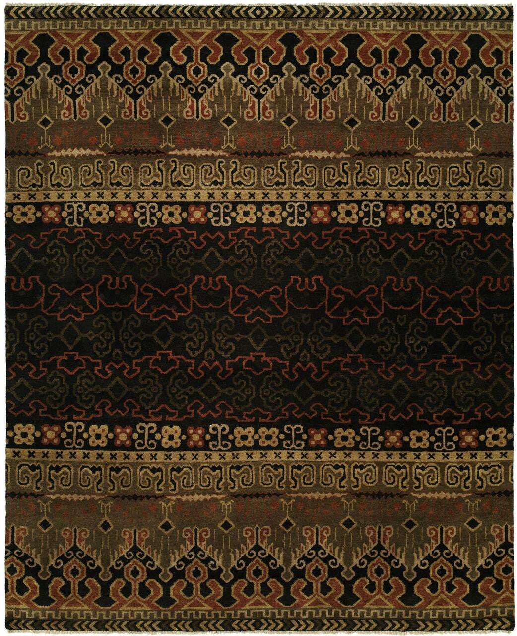 Hand Knotted Wool Ikat Rug KAN0560