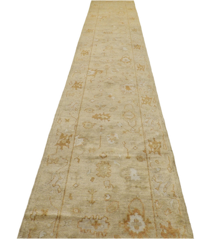 Turk Oushak Silver Wash 3'0"x38'0" Hand-knotted Rug -W1198