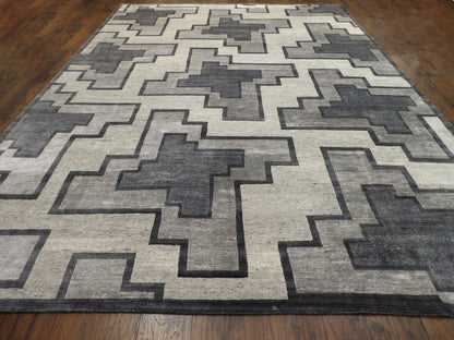 Modern Geometrical 10'0"x14'0" Hand-knotted Rug -CON-A8