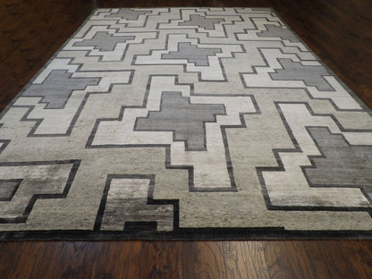 Modern Geometrical 10'0"x14'0" Hand-knotted Rug -CON-A8