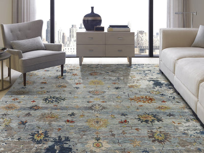 Hand Knotted Wool & Silk Oushak Rug KCR9300