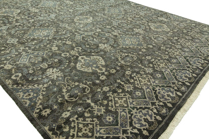 Round shape option, Ikat wool rug in gray