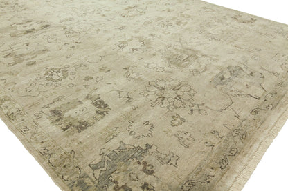 Round shape option, transitional wool rug in beige and gray