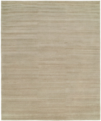 Modern hand-knotted silk rug in beige, full view