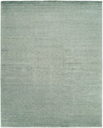 Modern hand-knotted silk rug in blue, full view