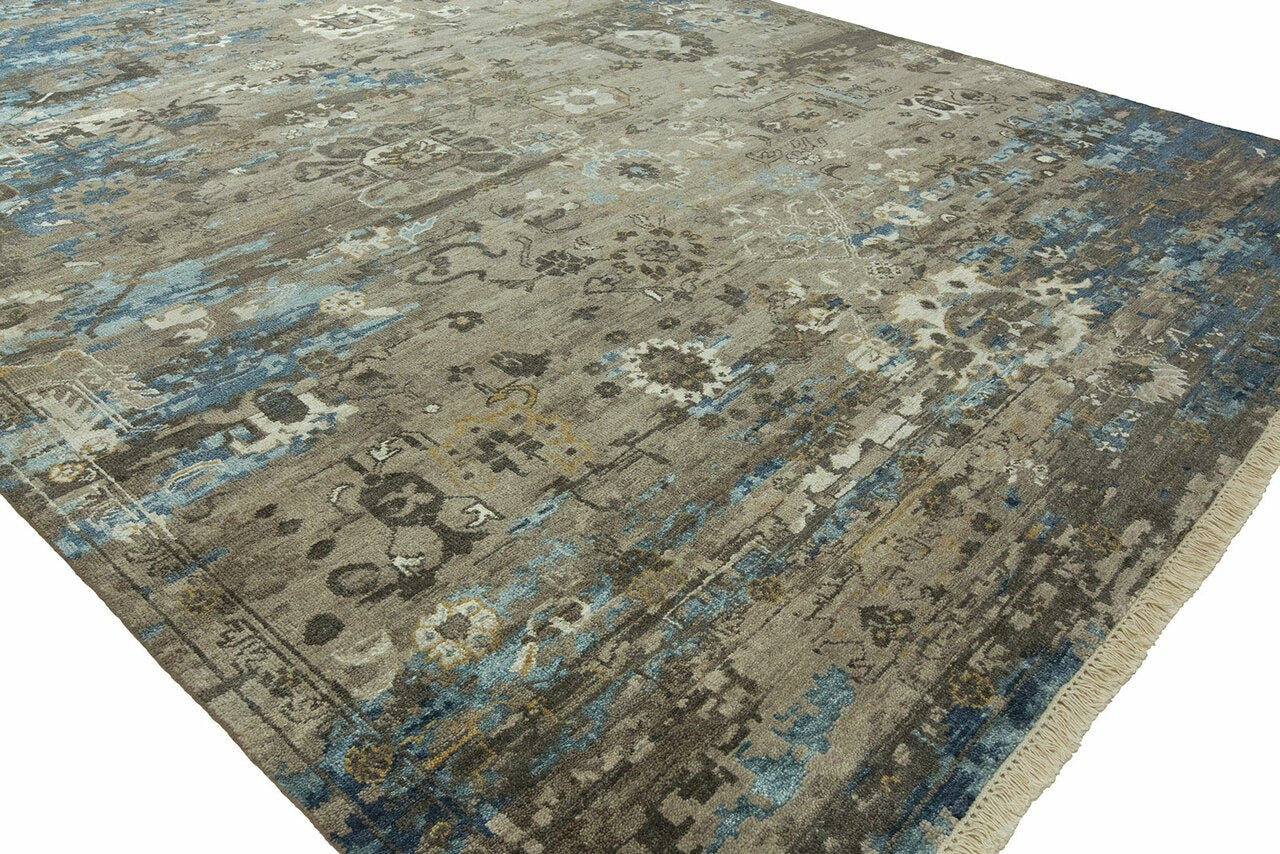 Hand Knotted Wool & Silk Transitional Rug KEP0250