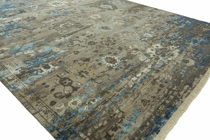 Hand Knotted Wool & Silk Transitional Rug KEP0250