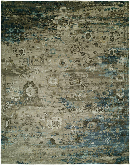 Hand Knotted Wool & Silk Transitional Rug KEP0250