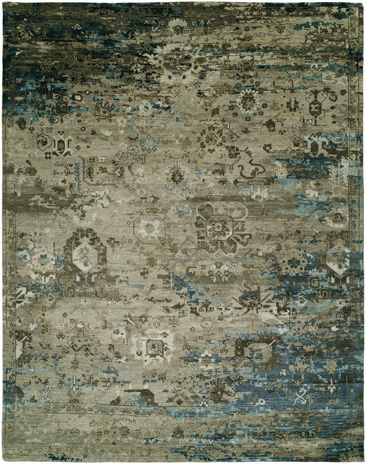 Hand Knotted Wool & Silk Transitional Rug KEP0250
