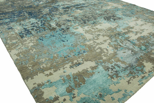 Hand Knotted Wool & Silk Modern Rug KEQ5740