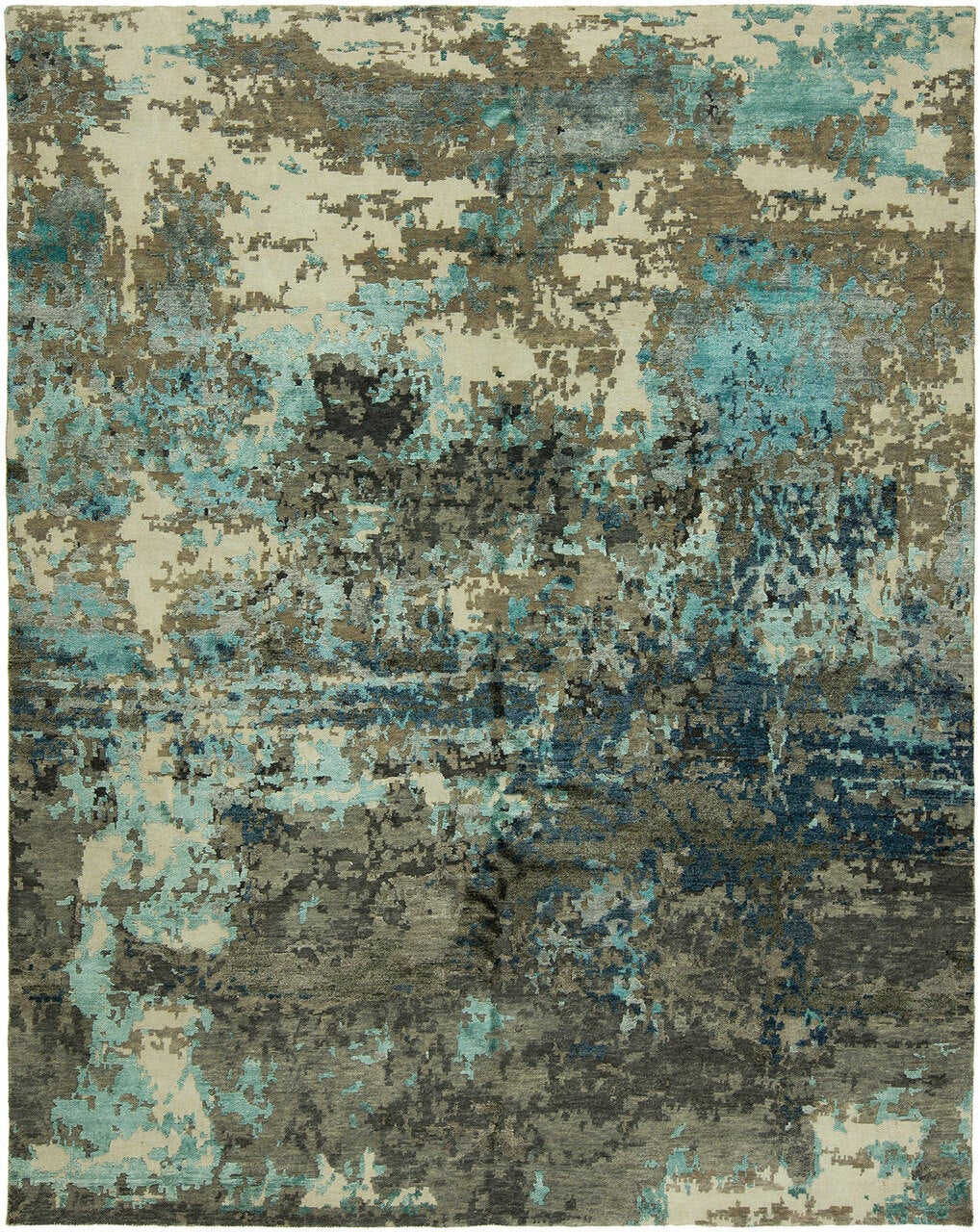 Hand Knotted Wool & Silk Modern Rug KEQ5740