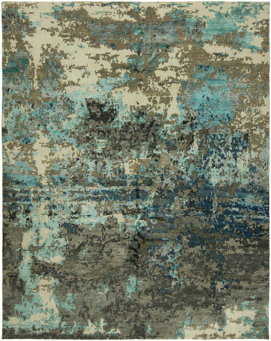 Hand Knotted Wool & Silk Modern Rug KEQ5740