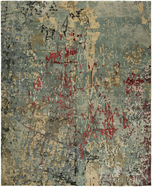 Hand Knotted Wool & Silk Modern Rug KEQ5760