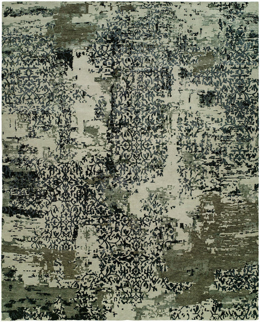 Hand Knotted Wool & Silk Modern Rug KEQ5770