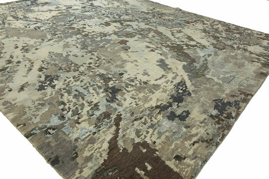 Hand Knotted Wool & Silk Modern Rug KEQ5780