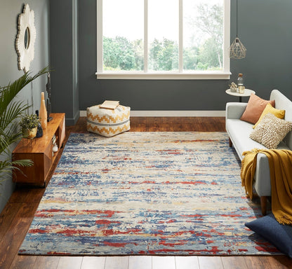 Hand Knotted Wool & Silk Modern Rug KEQ5870