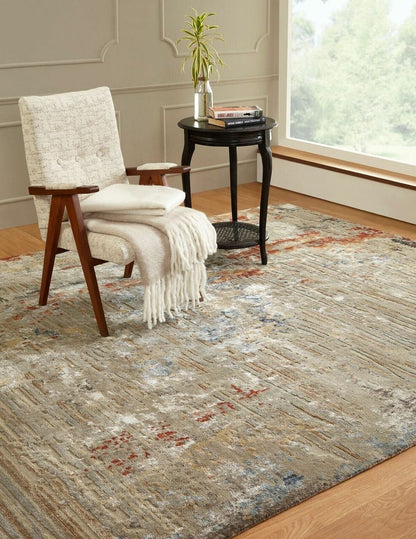 Hand Knotted Wool & Silk Modern Rug KER3700