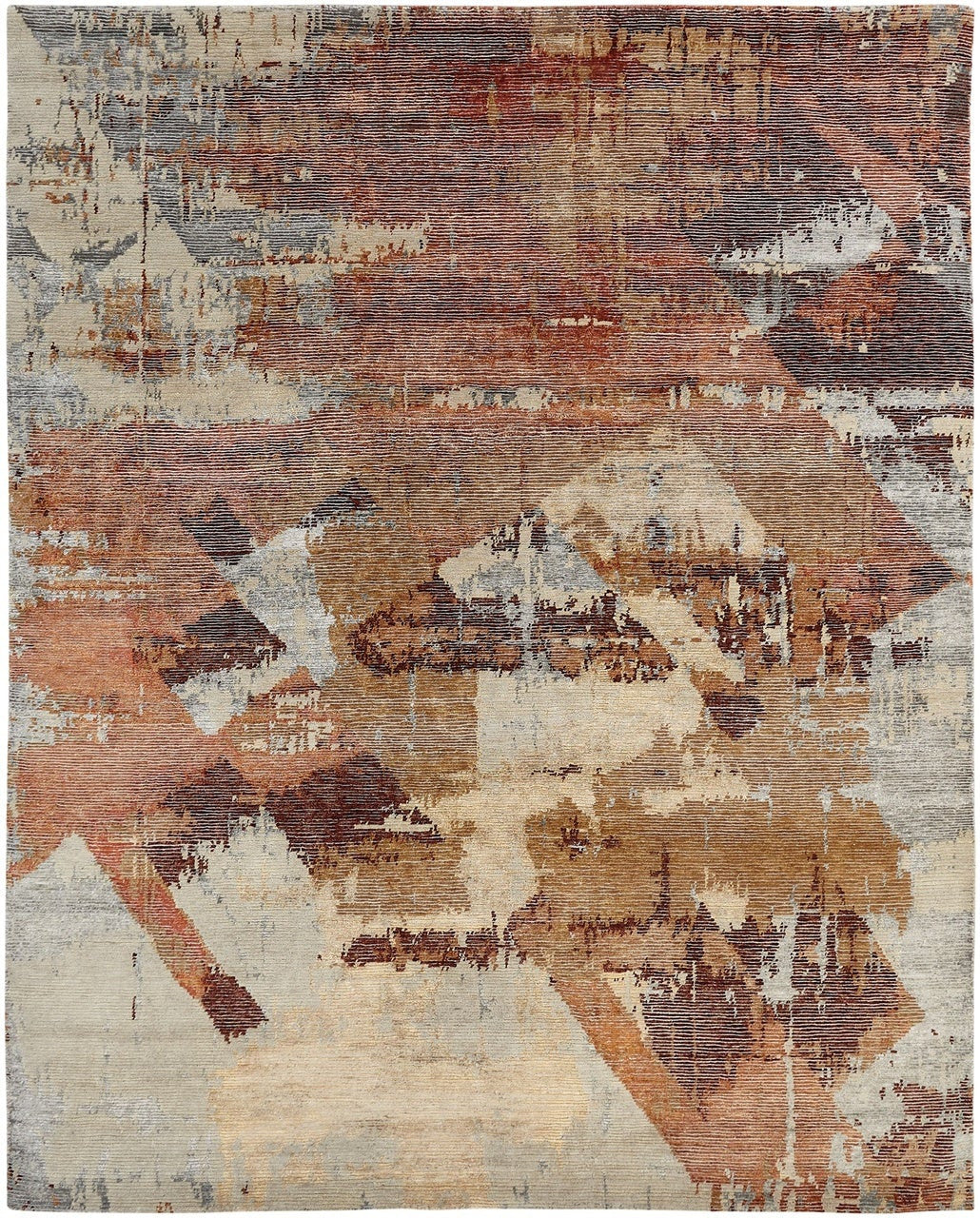 Hand Knotted Wool & Silk Modern Rug KER3720