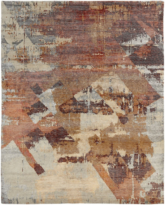 Hand Knotted Wool & Silk Modern Rug KER3720