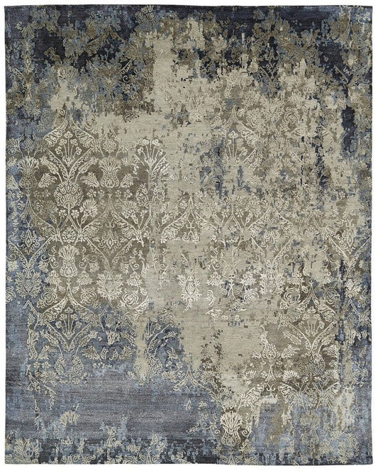 Hand Knotted Wool & Silk Transitional Rug KHZ4320