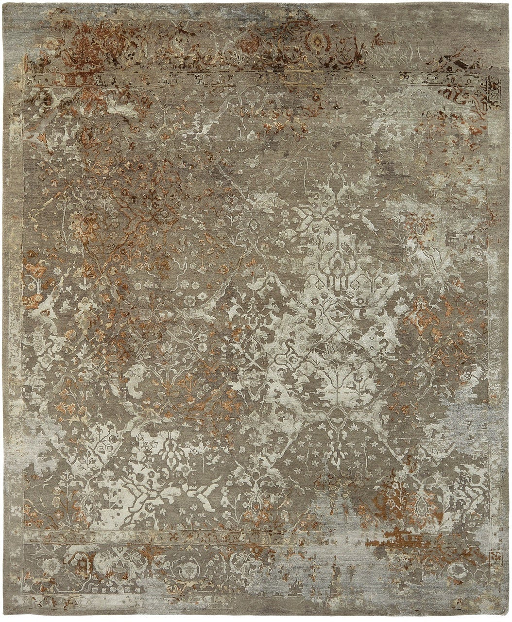 Hand Knotted Wool & Silk Transitional Rug KHZ4340