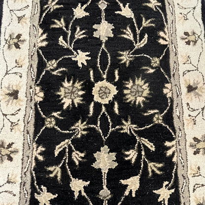 Traditional Wool Hand Knotted Rug Black 3x5  -EB-02