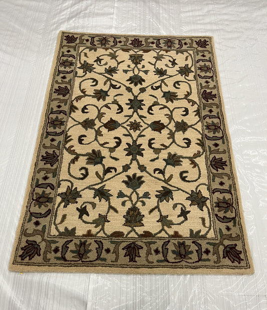 Traditional Clearance Area Rug Beige 4X6  -EB-49