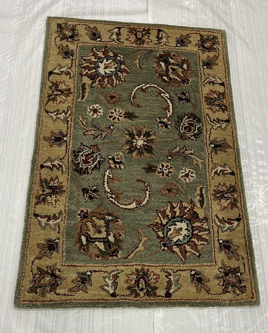 Traditional Clearance Area Rug Green 2X4 -EB-67
