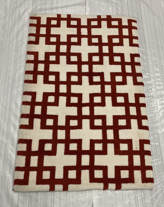 Modern Clearance Area Rug Red 2X4 -EB-74