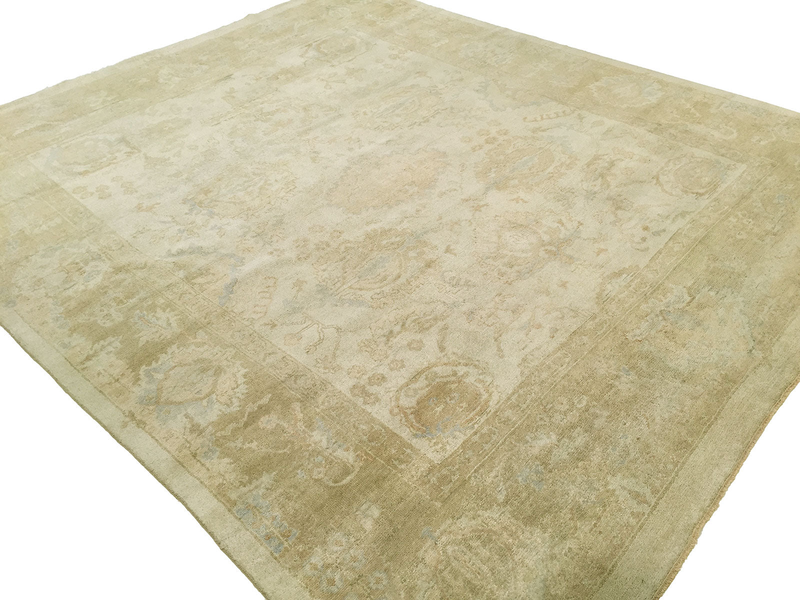 Round shape option, Oushak wool rug in beige and soft gold