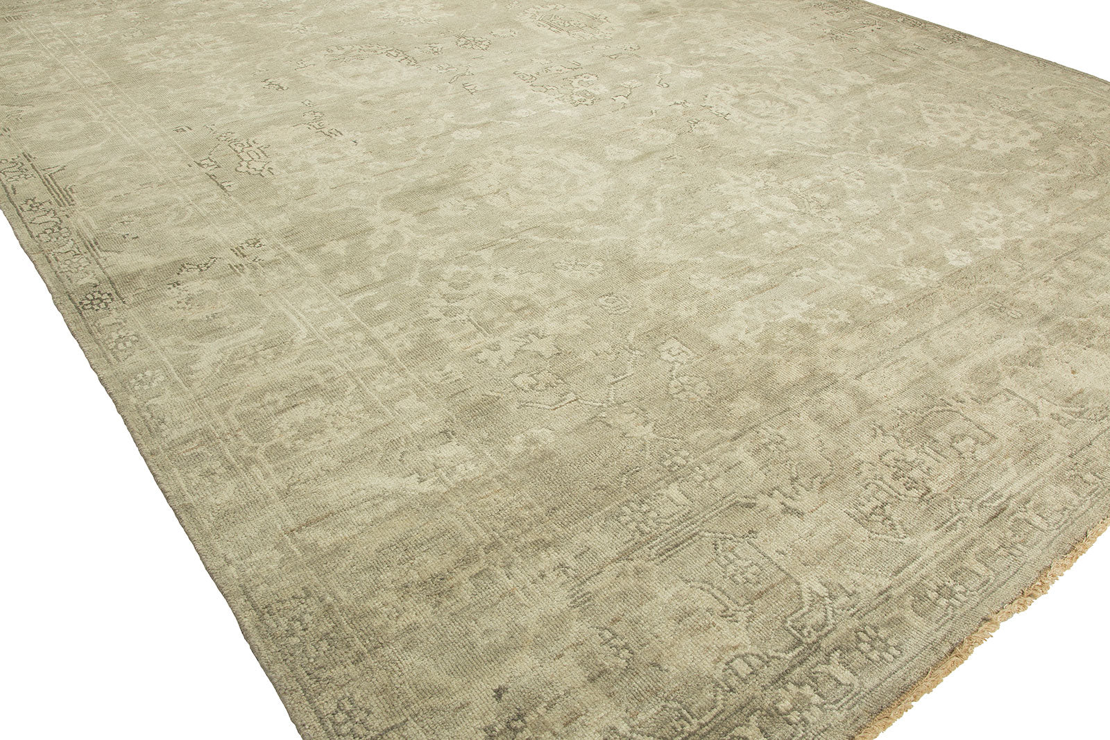 Round shape option, traditional wool rug in beige and gray