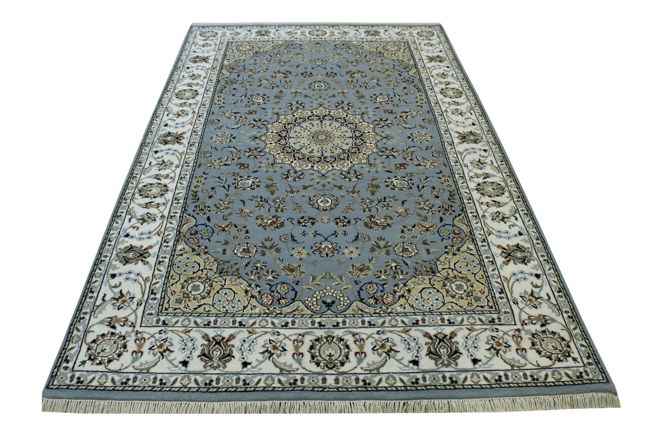 Traditional Fine Nain Wool/silk Hand Knotted Rug 5.0X8.0 - w20240