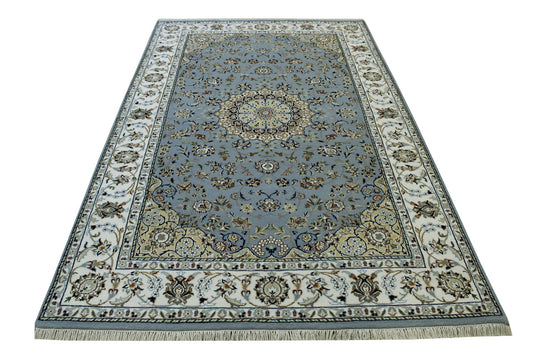 Traditional Fine Nain Wool/silk Hand Knotted Rug 5.0X8.0 - w20240