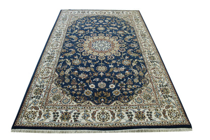 Traditional Fine Nain Wool/silk Hand Knotted Rug 5.0X8.0 - W2374