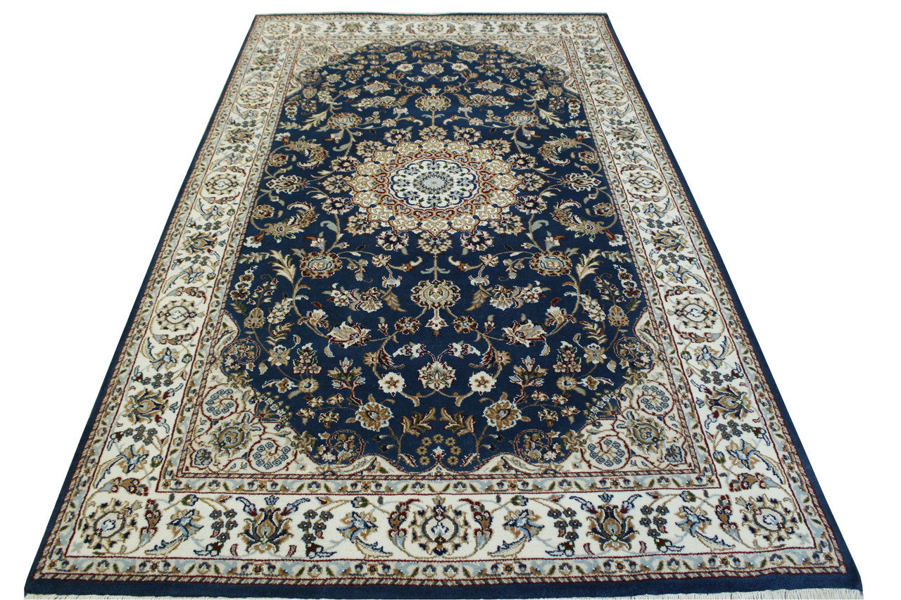 Traditional Fine Nain Wool/silk Hand Knotted Rug 5.0X8.0 - W2374