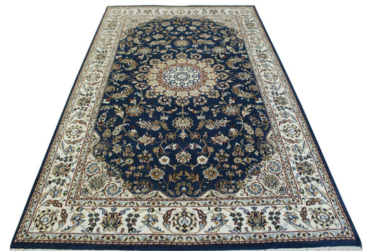 Traditional Fine Nain Wool/silk Hand Knotted Rug 5.0X8.0 - W2374