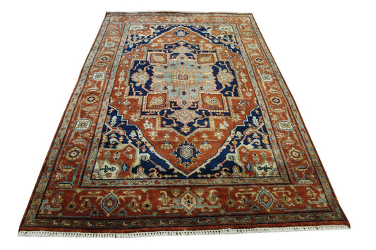 Tribal Heriz Design Wool Hand Knotted Rug 5.0X8.0 - W20102