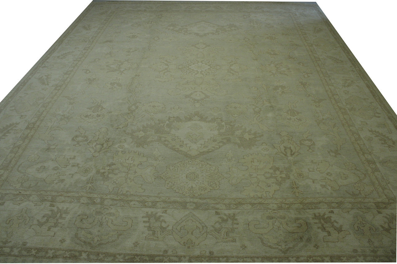 Oushak Whitewash Chobie Wool Hand Knotted Rug 11.6x14.5 -g-12