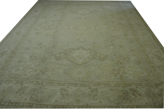 Oushak Whitewash Chobie Wool Hand Knotted Rug 11.6x14.5 -g-12