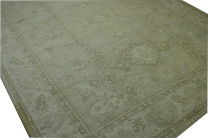 Oushak Whitewash Chobie Wool Hand Knotted Rug 11.6x14.5 -g-12