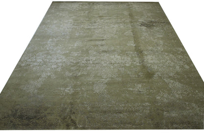 Transistional Abstract Broken Design Wool/Silk Hand Knotted Rug 11.6x15.0 -w2010