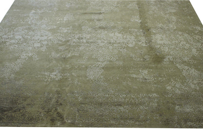 Transistional Abstract Broken Design Wool/Silk Hand Knotted Rug 11.6x15.0 -w2010