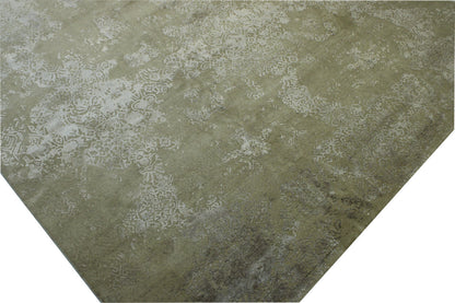 Transistional Abstract Broken Design Wool/Silk Hand Knotted Rug 11.6x15.0 -w2010