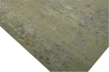 Transistional Abstract Broken Design Wool/Silk Hand Knotted Rug 11.6x15.0 -w2010