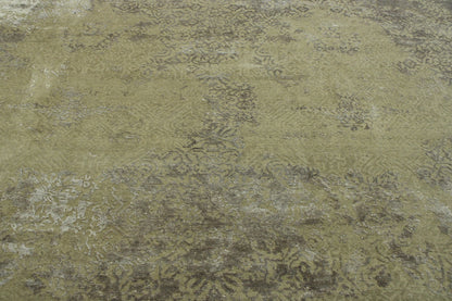 Transistional Abstract Broken Design Wool/Silk Hand Knotted Rug 11.6x15.0 -w2010