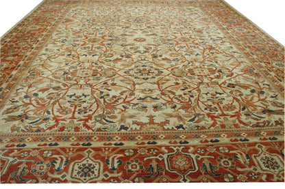 Traditional Antique Chobie Wool Hand Knotted Rug 13.3x17.7 -w5016