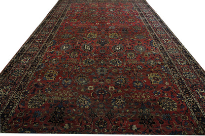 Traditional Antique Farahan 1980's Wool Hand Knotted Rug 9.7x18.1 -w2112