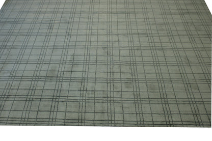 Modern Small Block Design Wool Handloom 12.1x14.10 -w2129